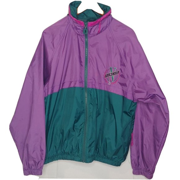 Vintage 90s Nascar Est.1947 Mens S Medium Jacket Windbreaker Purple Hooded Zip - Picture 1 of 12